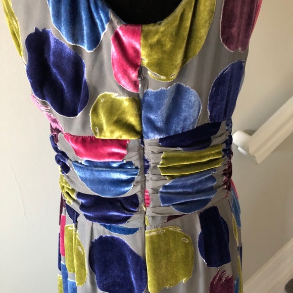 Burnout velvet v neck dress with side zipper - Picture 4 of 5